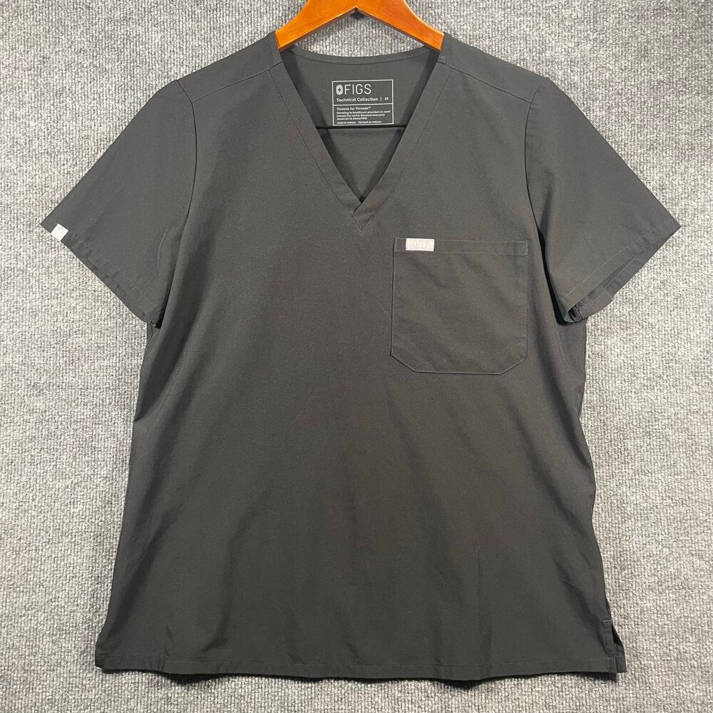 Figs Catarina One Pocket Scrub Top Women's Medium Black Medical Nursing Uniform